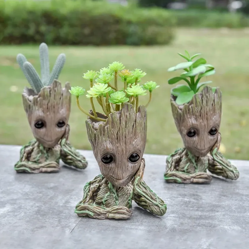 Baby Groot Flower Pot Planter - Anime Hero Figure Home Office Desk Decor, Indoor Plant Holder, Pen Organizer, 14cm Plastic showcase 5