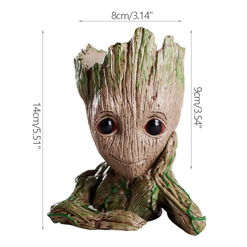Baby Groot Flower Pot Planter - Anime Hero Figure Home Office Desk Decor, Indoor Plant Holder, Pen Organizer, 14cm Plastic showcase 19