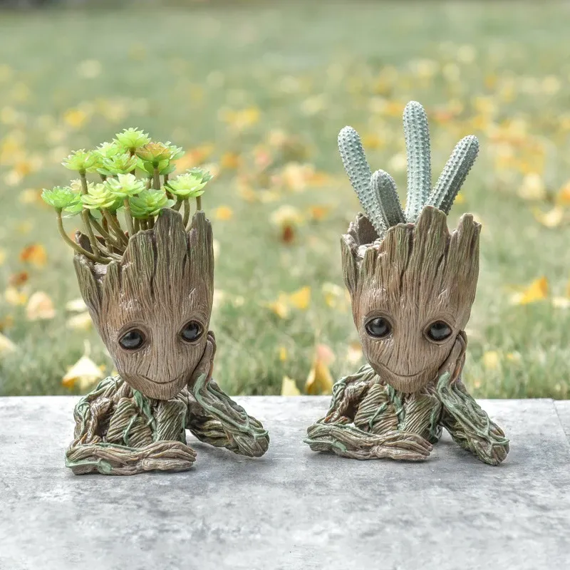 Baby Groot Flower Pot Planter - Anime Hero Figure Home Office Desk Decor, Indoor Plant Holder, Pen Organizer, 14cm Plastic thumbnail 2