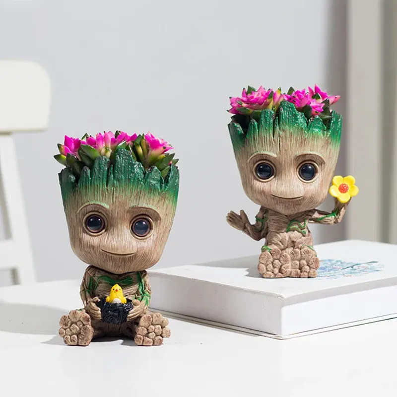 Baby Groot Flower Pot Planter - Anime Hero Figure Home Office Desk Decor, Indoor Plant Holder, Pen Organizer, 14cm Plastic showcase 13