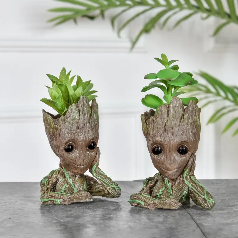 Baby Groot Flower Pot Planter - Anime Hero Figure Home Office Desk Decor, Indoor Plant Holder, Pen Organizer, 14cm Plastic thumbnail 3