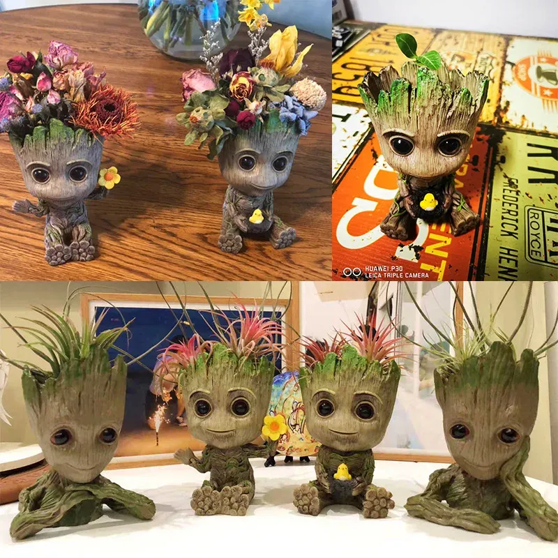 Baby Groot Flower Pot Planter - Anime Hero Figure Home Office Desk Decor, Indoor Plant Holder, Pen Organizer, 14cm Plastic thumbnail 6