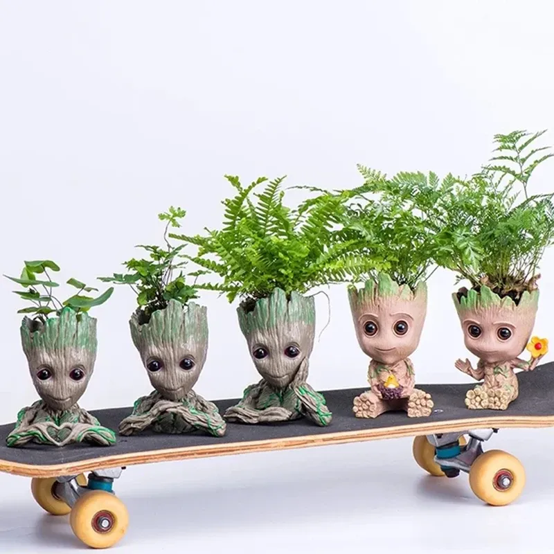 Baby Groot Flower Pot Planter - Anime Hero Figure Home Office Desk Decor, Indoor Plant Holder, Pen Organizer, 14cm Plastic showcase 10