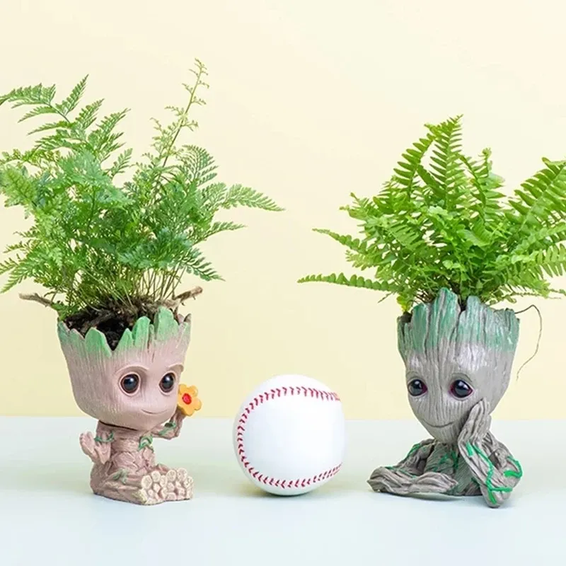 Baby Groot Flower Pot Planter - Anime Hero Figure Home Office Desk Decor, Indoor Plant Holder, Pen Organizer, 14cm Plastic showcase 9