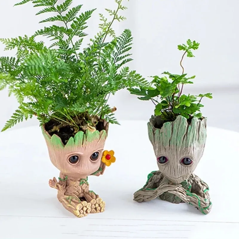 Baby Groot Flower Pot Planter - Anime Hero Figure Home Office Desk Decor, Indoor Plant Holder, Pen Organizer, 14cm Plastic showcase 11