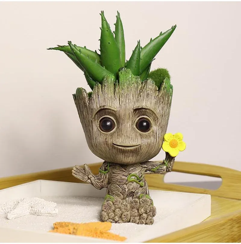 Groot Planter Pot for Indoor Plants & Flowers - Anime Figure Statue Art Craft, Durable Plastic Home Decor Ornament, Perfect Gift for Kids and Men showcase 13