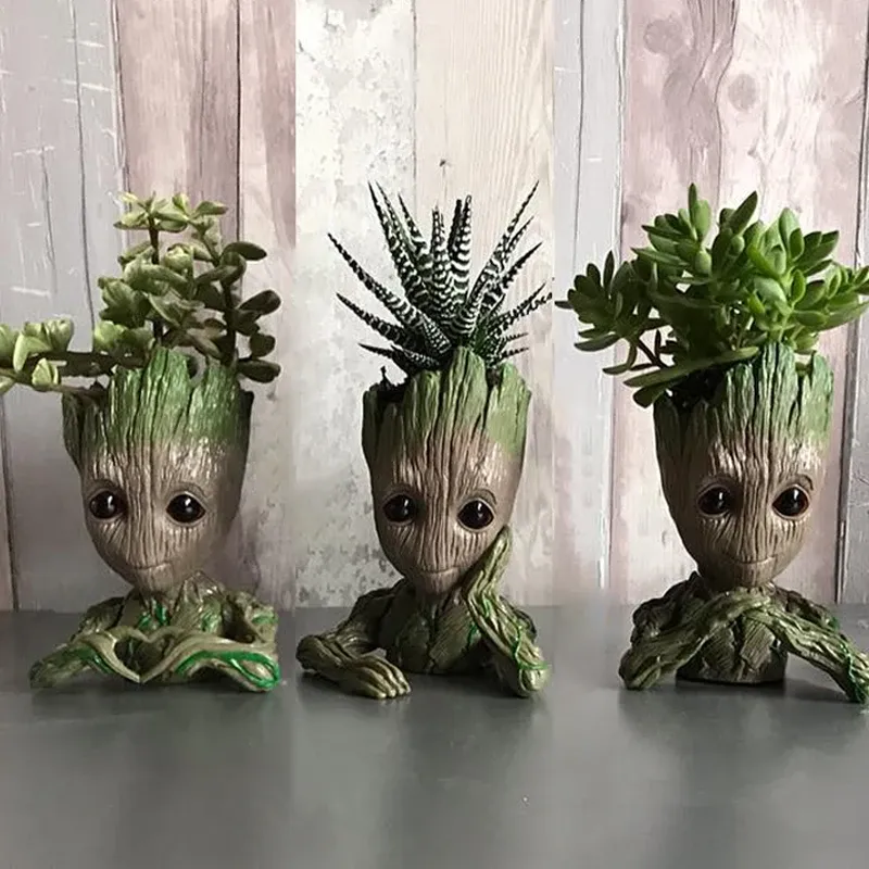 Groot Planter Pot for Indoor Plants & Flowers - Anime Figure Statue Art Craft, Durable Plastic Home Decor Ornament, Perfect Gift for Kids and Men thumbnail 2