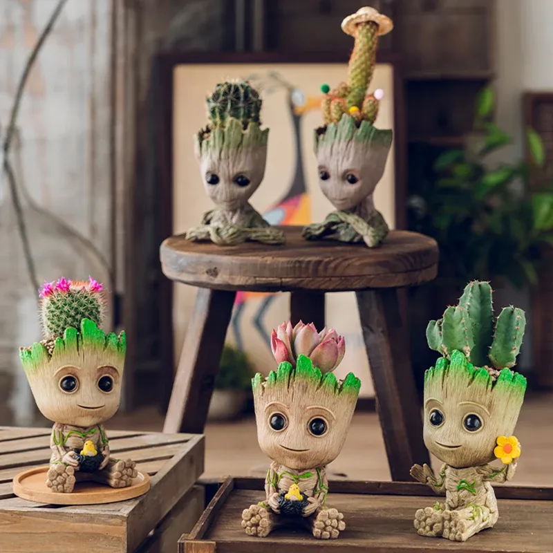 Groot Planter Pot for Indoor Plants & Flowers - Anime Figure Statue Art Craft, Durable Plastic Home Decor Ornament, Perfect Gift for Kids and Men thumbnail 4
