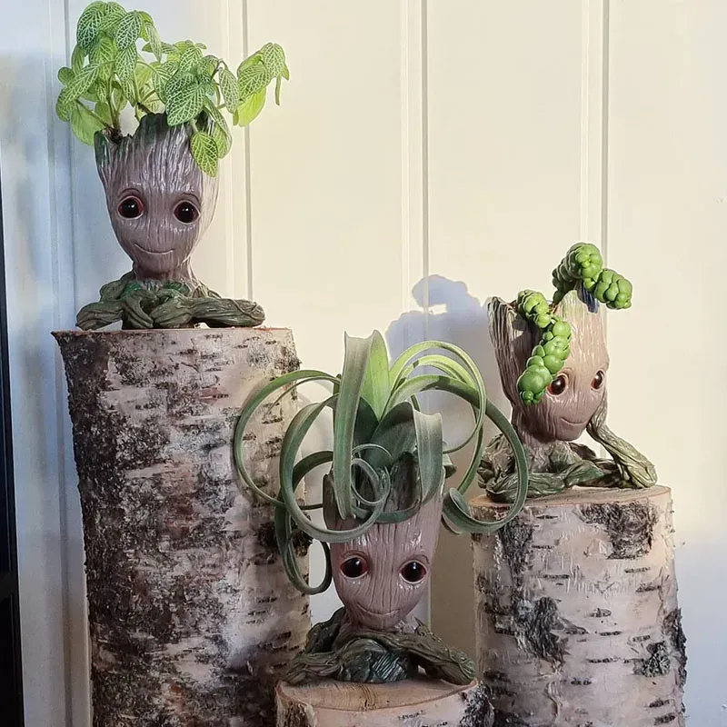 Groot Planter Pot for Indoor Plants & Flowers - Anime Figure Statue Art Craft, Durable Plastic Home Decor Ornament, Perfect Gift for Kids and Men thumbnail 3