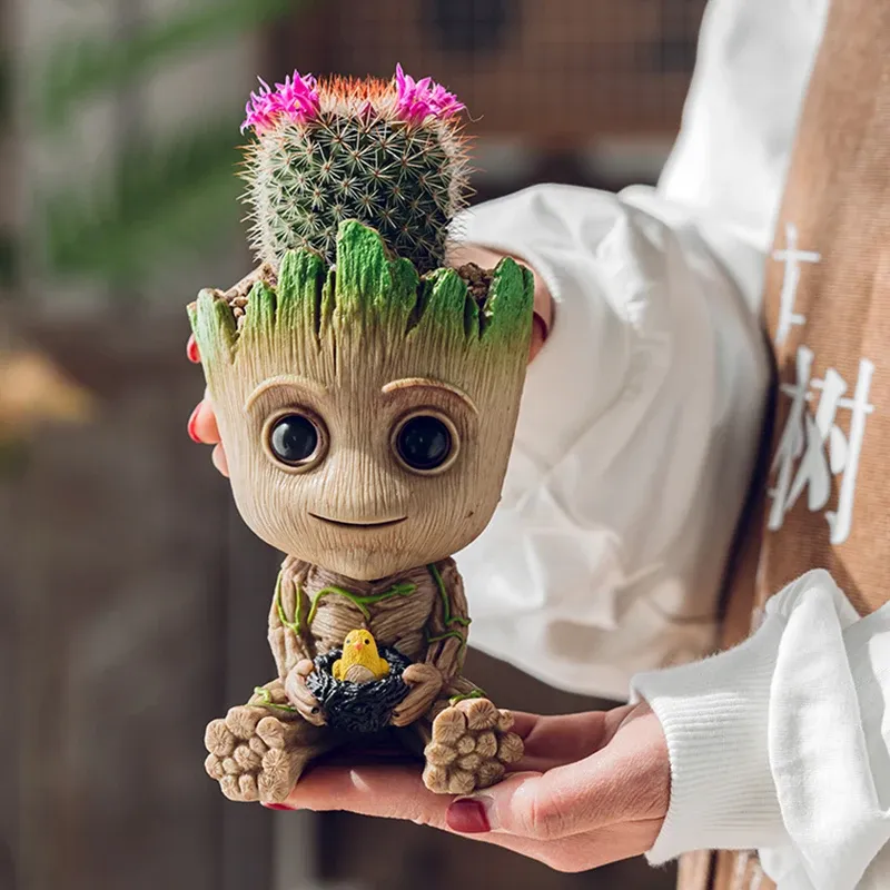 Groot Planter Pot for Indoor Plants & Flowers - Anime Figure Statue Art Craft, Durable Plastic Home Decor Ornament, Perfect Gift for Kids and Men thumbnail 5