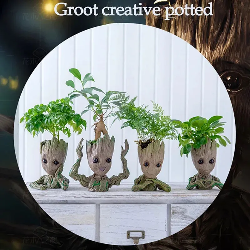 Groot Planter Pot for Indoor Plants & Flowers - Anime Figure Statue Art Craft, Durable Plastic Home Decor Ornament, Perfect Gift for Kids and Men thumbnail 6