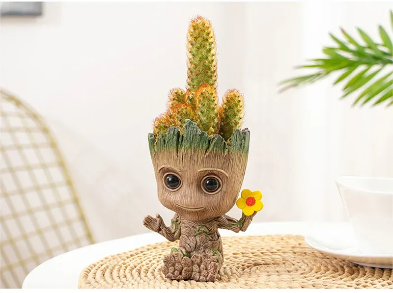 Groot Planter Pot for Indoor Plants & Flowers - Anime Figure Statue Art Craft, Durable Plastic Home Decor Ornament, Perfect Gift for Kids and Men showcase 26