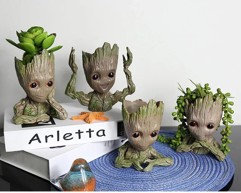 Groot Planter Pot for Indoor Plants & Flowers - Anime Figure Statue Art Craft, Durable Plastic Home Decor Ornament, Perfect Gift for Kids and Men showcase 3