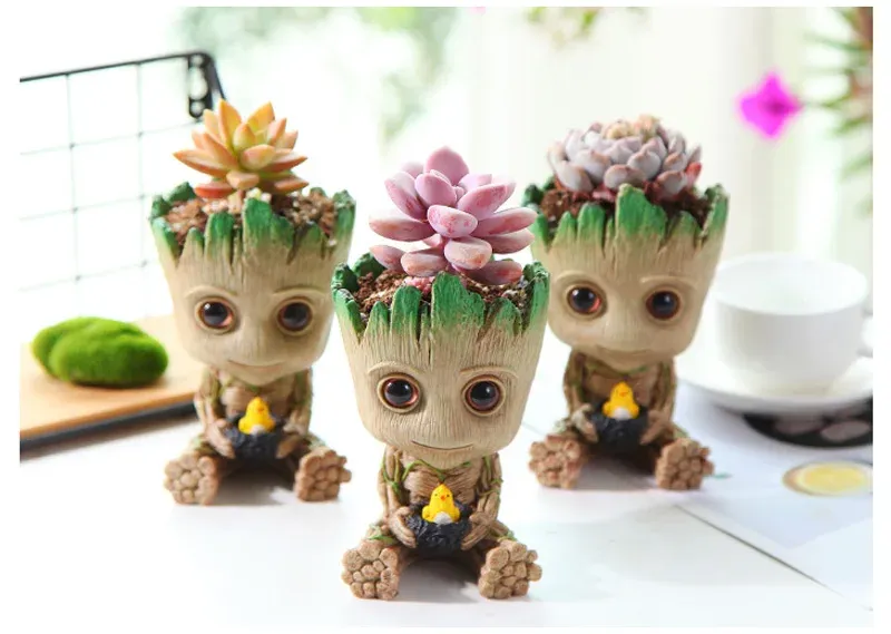 Groot Planter Pot for Indoor Plants & Flowers - Anime Figure Statue Art Craft, Durable Plastic Home Decor Ornament, Perfect Gift for Kids and Men showcase 25
