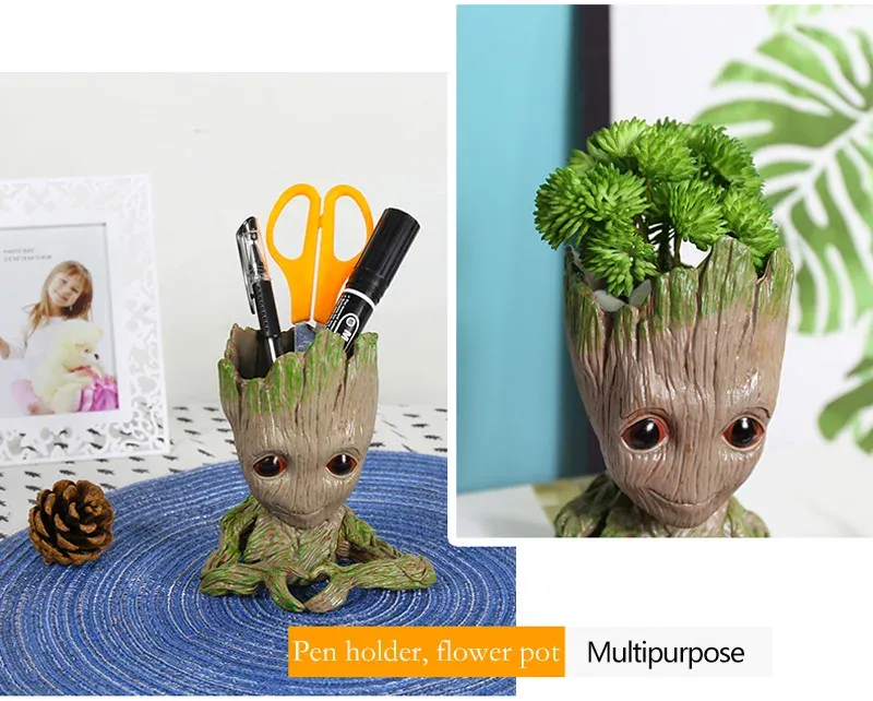 Groot Planter Pot for Indoor Plants & Flowers - Anime Figure Statue Art Craft, Durable Plastic Home Decor Ornament, Perfect Gift for Kids and Men showcase 7