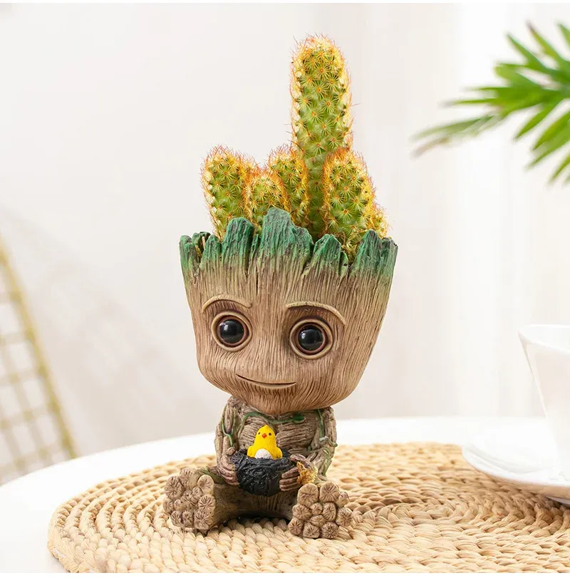 Groot Planter Pot for Indoor Plants & Flowers - Anime Figure Statue Art Craft, Durable Plastic Home Decor Ornament, Perfect Gift for Kids and Men showcase 28