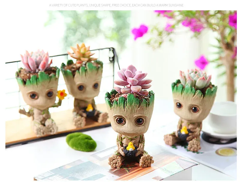Groot Planter Pot for Indoor Plants & Flowers - Anime Figure Statue Art Craft, Durable Plastic Home Decor Ornament, Perfect Gift for Kids and Men showcase 24