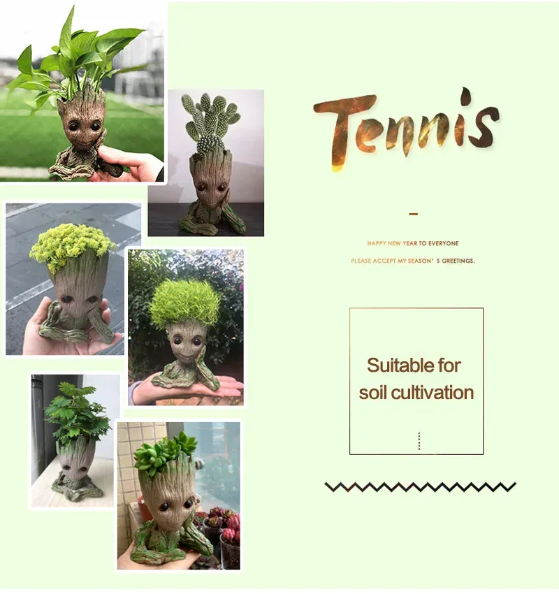 Groot Planter Pot for Indoor Plants & Flowers - Anime Figure Statue Art Craft, Durable Plastic Home Decor Ornament, Perfect Gift for Kids and Men showcase 22