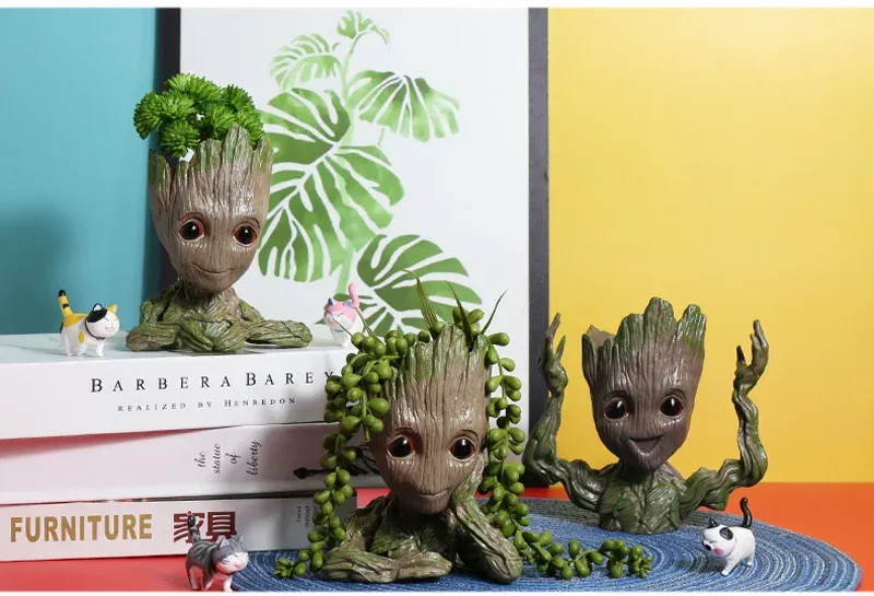 Groot Planter Pot for Indoor Plants & Flowers - Anime Figure Statue Art Craft, Durable Plastic Home Decor Ornament, Perfect Gift for Kids and Men showcase 6
