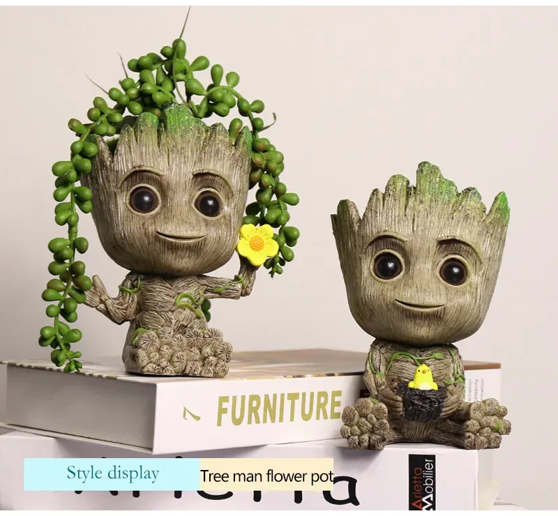 Groot Planter Pot for Indoor Plants & Flowers - Anime Figure Statue Art Craft, Durable Plastic Home Decor Ornament, Perfect Gift for Kids and Men showcase 12