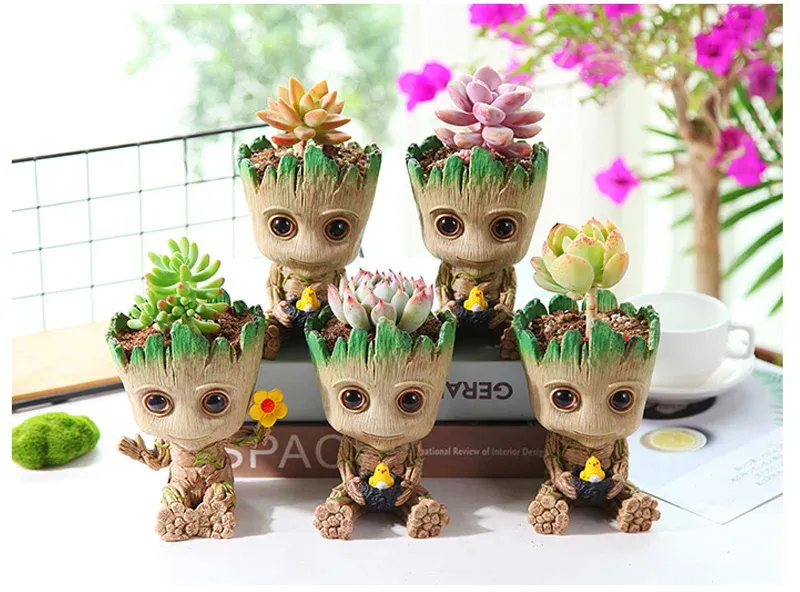 Groot Planter Pot for Indoor Plants & Flowers - Anime Figure Statue Art Craft, Durable Plastic Home Decor Ornament, Perfect Gift for Kids and Men showcase 23