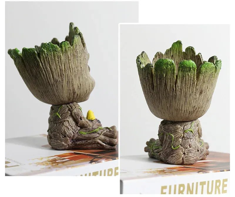 Groot Planter Pot for Indoor Plants & Flowers - Anime Figure Statue Art Craft, Durable Plastic Home Decor Ornament, Perfect Gift for Kids and Men showcase 11