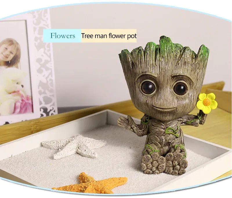 Groot Planter Pot for Indoor Plants & Flowers - Anime Figure Statue Art Craft, Durable Plastic Home Decor Ornament, Perfect Gift for Kids and Men showcase 16