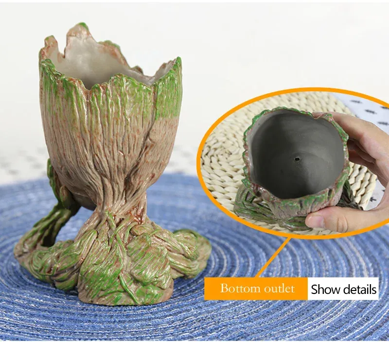 Groot Planter Pot for Indoor Plants & Flowers - Anime Figure Statue Art Craft, Durable Plastic Home Decor Ornament, Perfect Gift for Kids and Men showcase 8