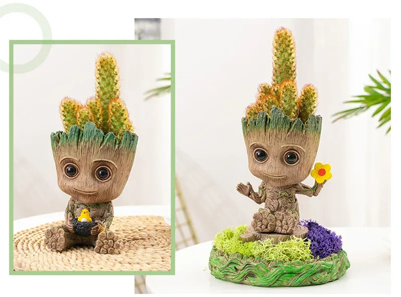 Groot Planter Pot for Indoor Plants & Flowers - Anime Figure Statue Art Craft, Durable Plastic Home Decor Ornament, Perfect Gift for Kids and Men showcase 27