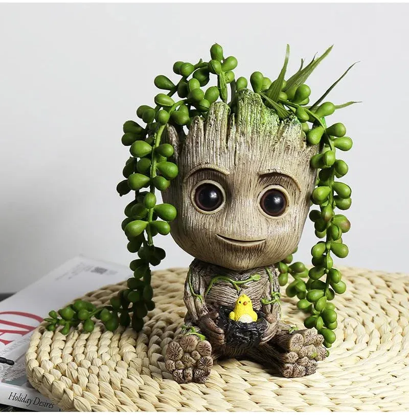 Groot Planter Pot for Indoor Plants & Flowers - Anime Figure Statue Art Craft, Durable Plastic Home Decor Ornament, Perfect Gift for Kids and Men showcase 14