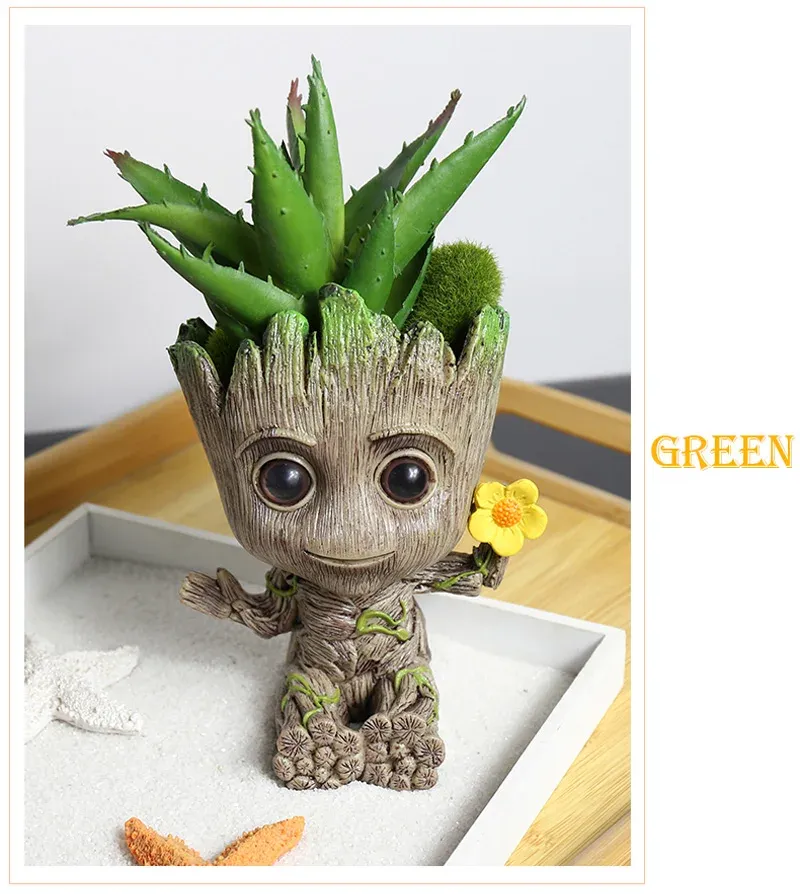 Groot Planter Pot for Indoor Plants & Flowers - Anime Figure Statue Art Craft, Durable Plastic Home Decor Ornament, Perfect Gift for Kids and Men showcase 20