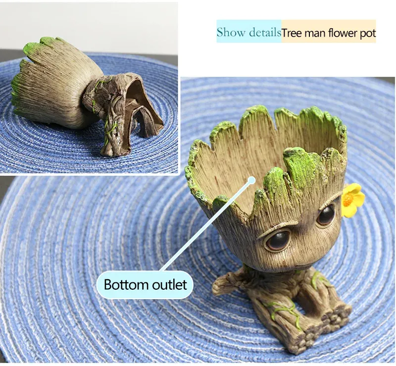 Groot Planter Pot for Indoor Plants & Flowers - Anime Figure Statue Art Craft, Durable Plastic Home Decor Ornament, Perfect Gift for Kids and Men showcase 18