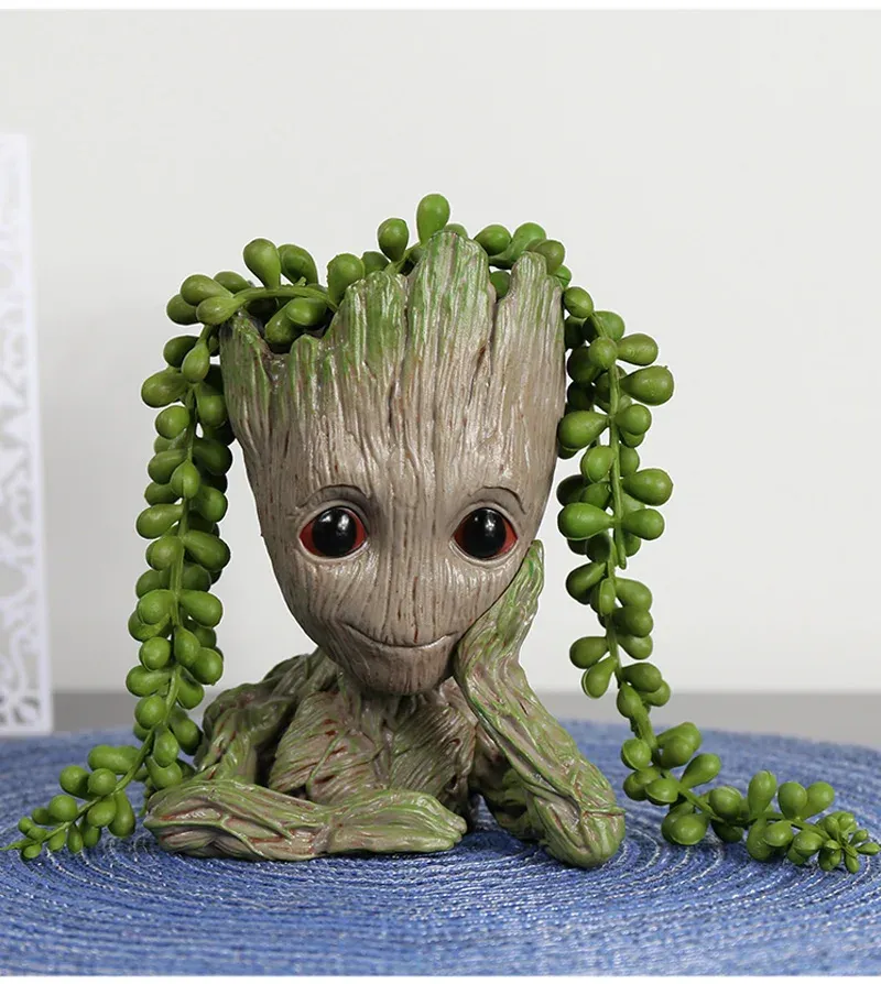Groot Planter Pot for Indoor Plants & Flowers - Anime Figure Statue Art Craft, Durable Plastic Home Decor Ornament, Perfect Gift for Kids and Men showcase 9