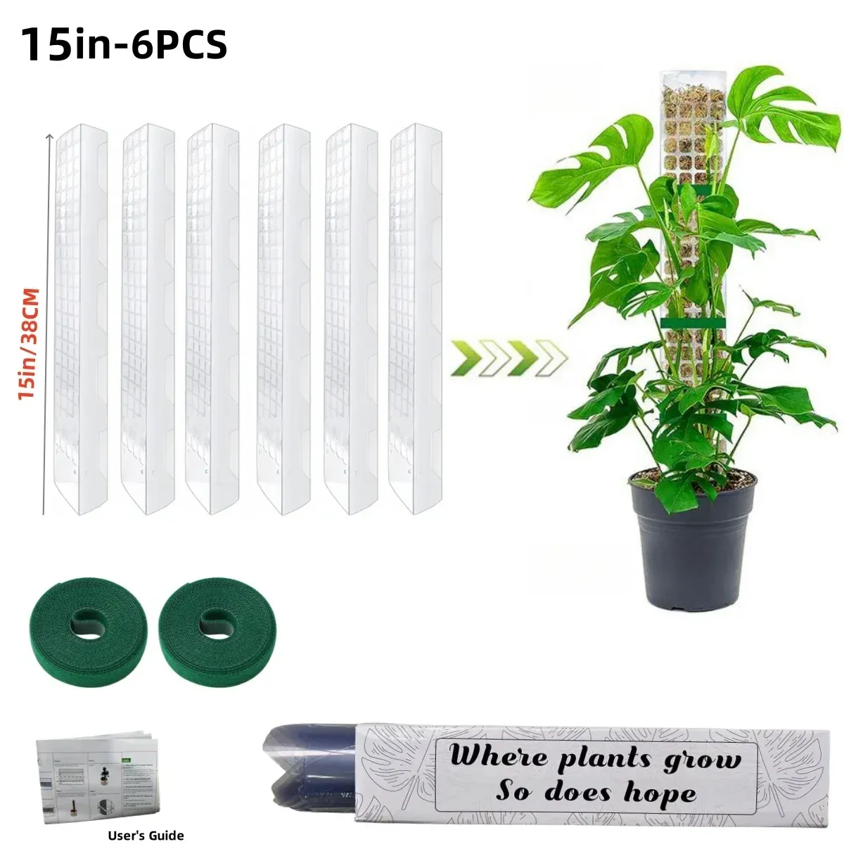 Indoor Climbing Plant Support Moss Pole - Transparent PVC D-Shape Guardian Tutor Stick for Vertical Growth, Root Observation, and Garden Support Accessories showcase 23