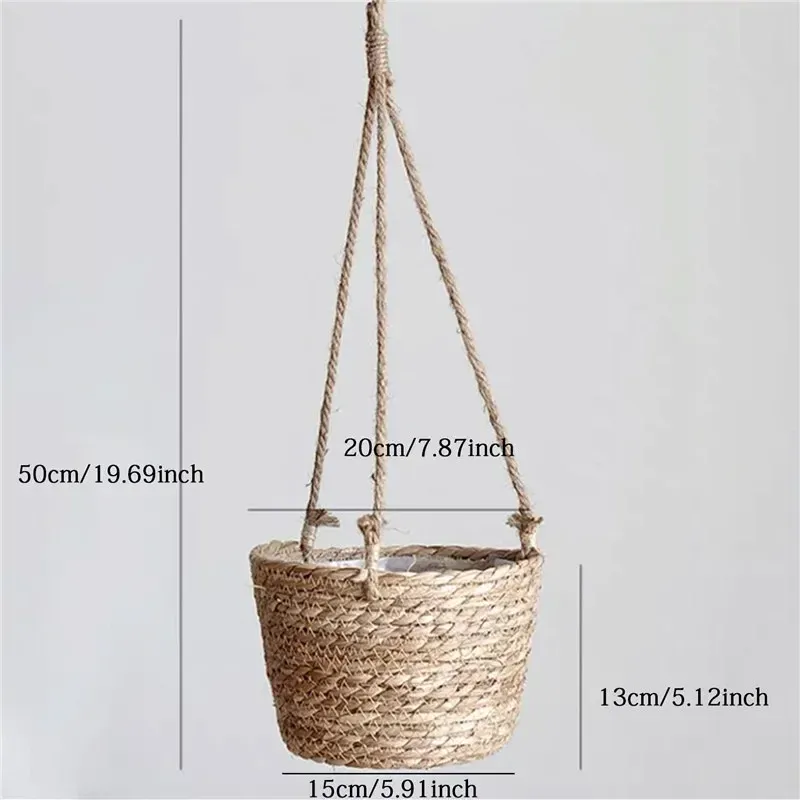 Macrame Plant Hanger Basket - Jute Rope Woven Indoor Outdoor Flower Pot Holder for Home Decor, Storage, and Gifts showcase 2