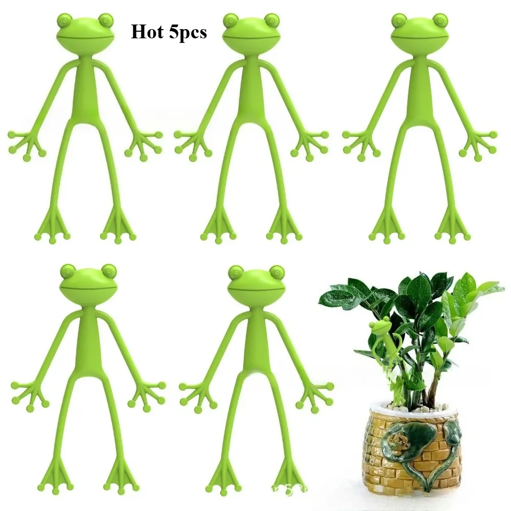 Cute Frog Plant Support Stake for Garden Pots - Durable Plastic Vine Holder for Indoor Outdoor Gardening Accessories, Balconies & Courtyards - Playful Plant Stand & Clips for Climbing Plants thumbnail 2