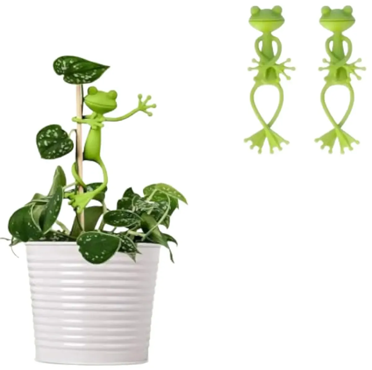 Cute Frog Plant Support Stake for Garden Pots - Durable Plastic Vine Holder for Indoor Outdoor Gardening Accessories, Balconies & Courtyards - Playful Plant Stand & Clips for Climbing Plants showcase 14