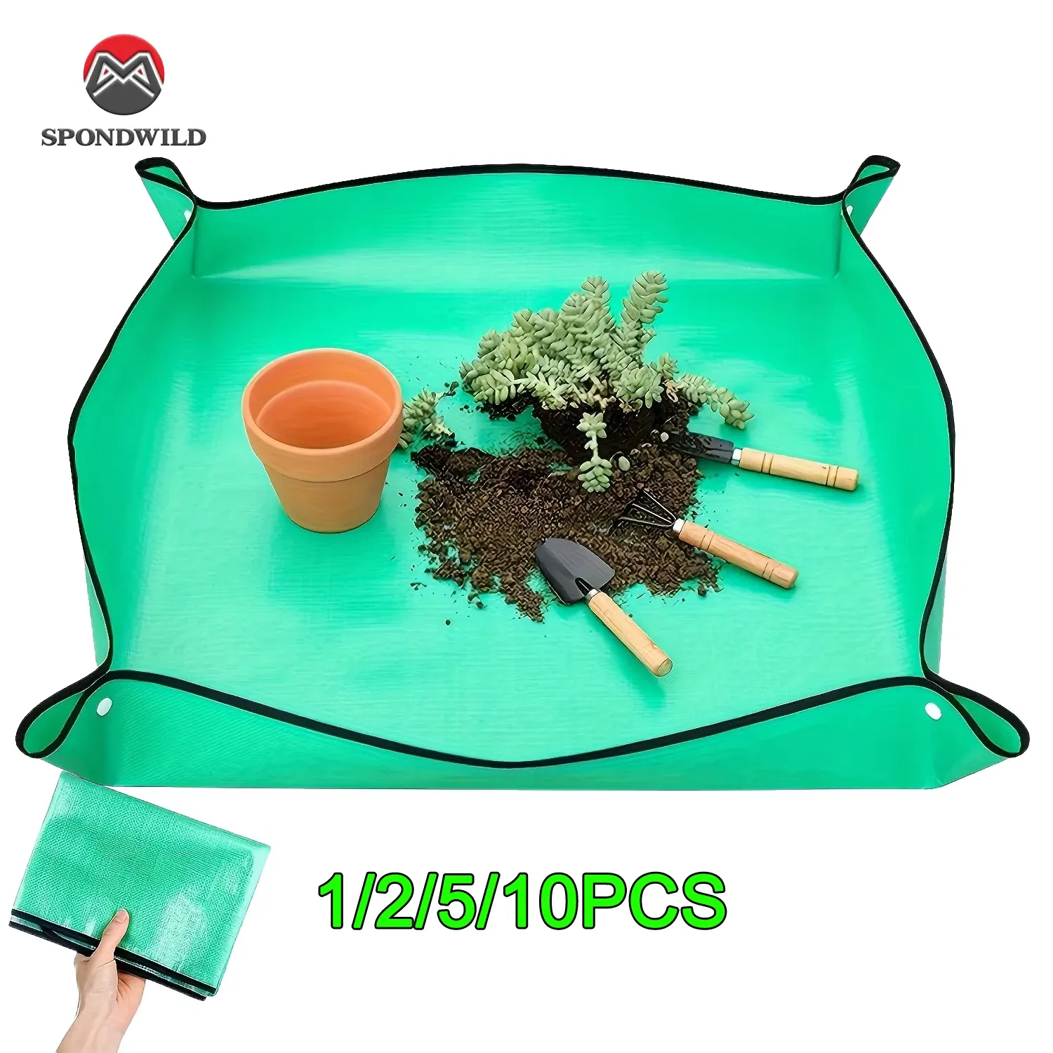 Waterproof Foldable Plant Potting Tray Mat 100x100cm - Leak-Proof Gardening Repotting Pad for Indoor & Outdoor Use thumbnail 1