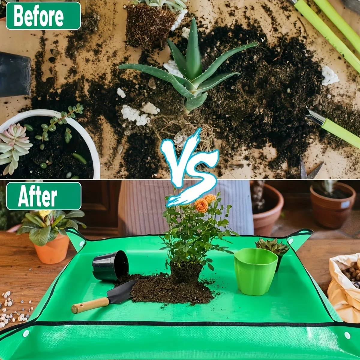Waterproof Foldable Plant Potting Tray Mat 100x100cm - Leak-Proof Gardening Repotting Pad for Indoor & Outdoor Use showcase 3