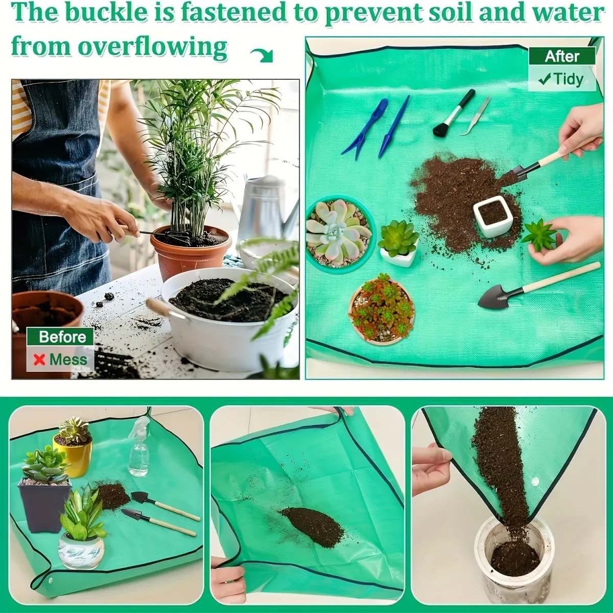 Waterproof Foldable Plant Potting Tray Mat 100x100cm - Leak-Proof Gardening Repotting Pad for Indoor & Outdoor Use showcase 4