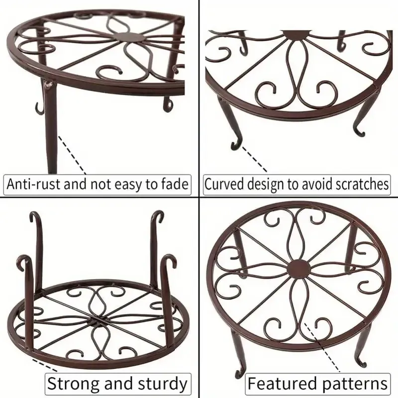 Heavy Duty Black Iron Metal Plant Stand Holder for Flower Pots - Indoor Outdoor Rustproof Planter Container Rack showcase 1