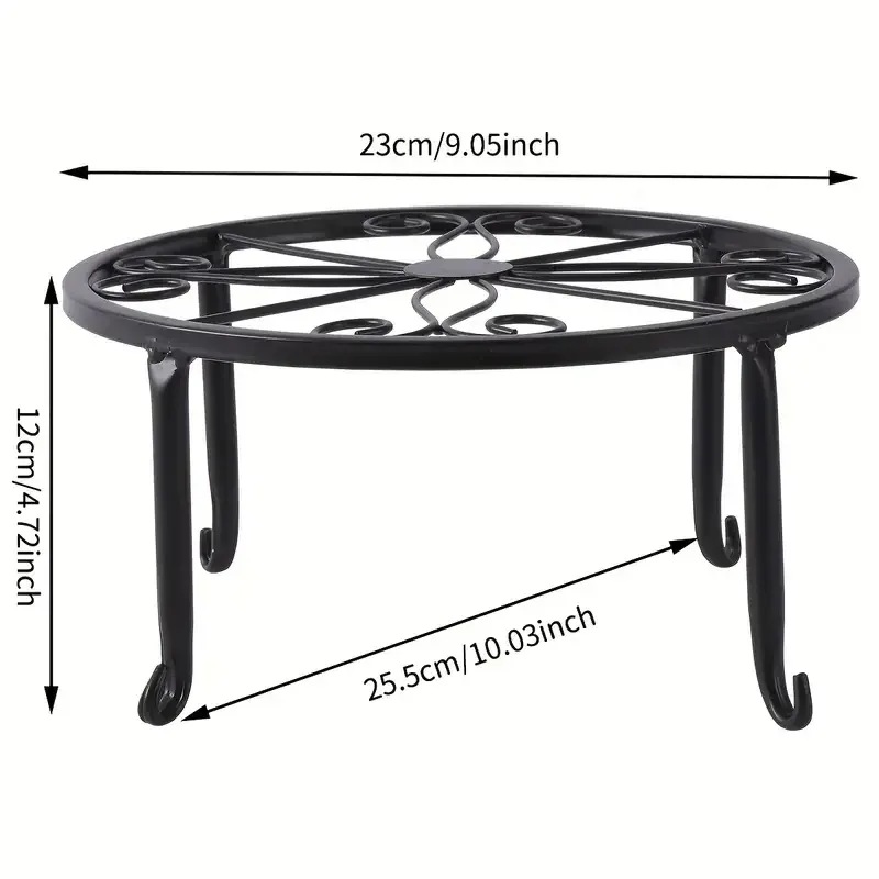 Heavy Duty Black Iron Metal Plant Stand Holder for Flower Pots - Indoor Outdoor Rustproof Planter Container Rack showcase 3