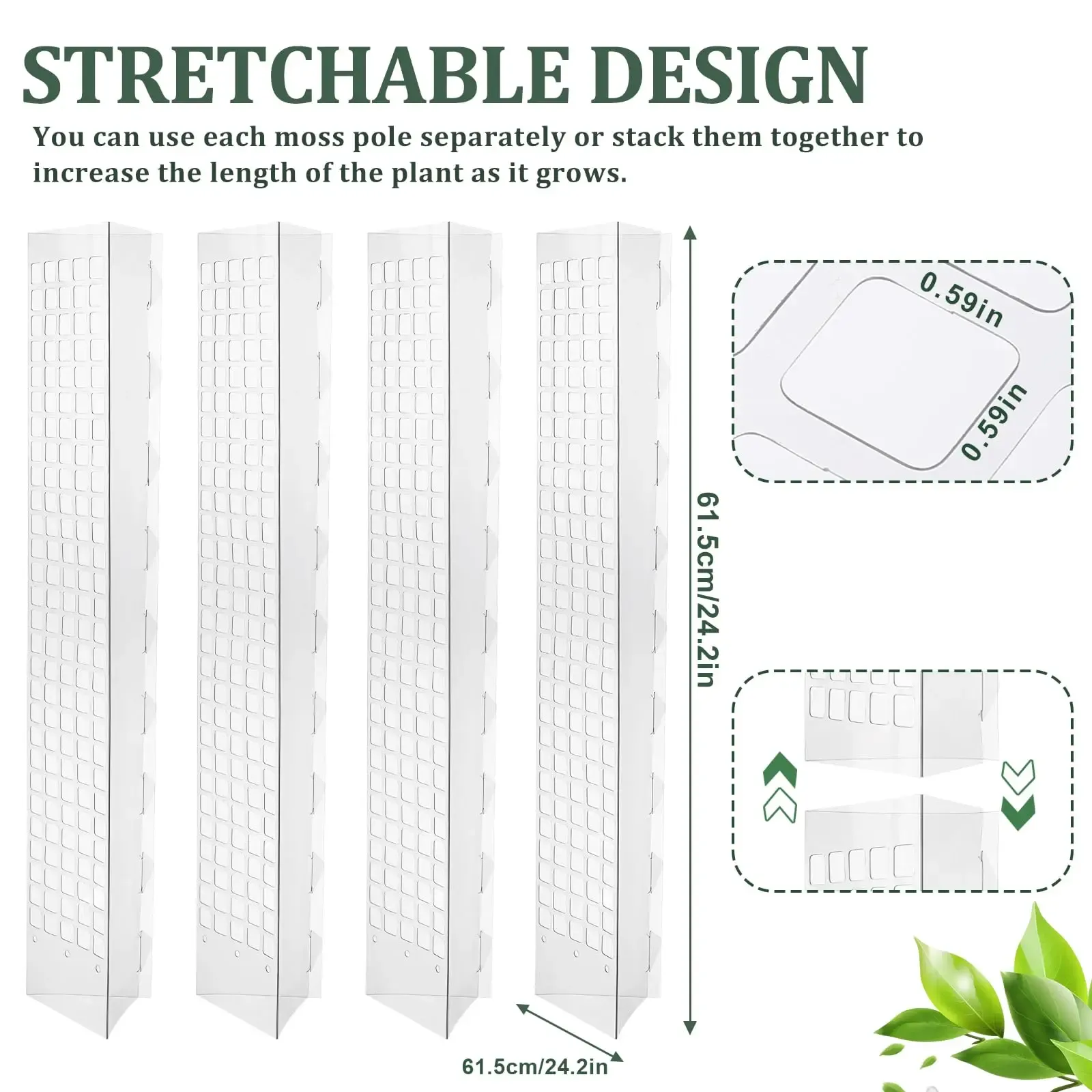 Indoor Climbing Plant Moss Pole Support - Transparent PVC Garden Guardian Tutor Stick for Vertical Growth, Root Observation, and Peat Moss Enhancement thumbnail 5