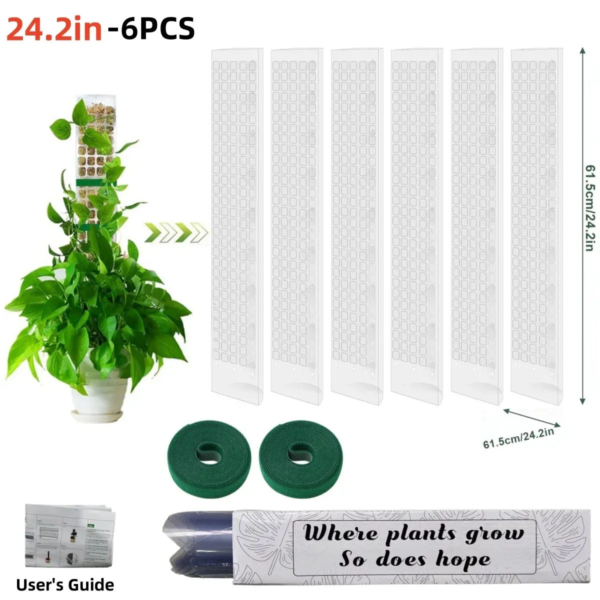 Indoor Climbing Plant Moss Pole Support - Transparent PVC Garden Guardian Tutor Stick for Vertical Growth, Root Observation, and Peat Moss Enhancement showcase 24