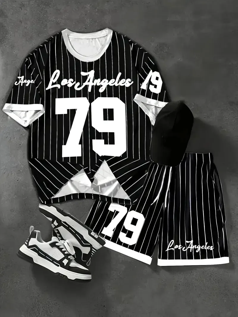 2025 Summer Men's Street Fashion Casual Set - Breathable 3D Digital Print Comfort Softness thumbnail 2