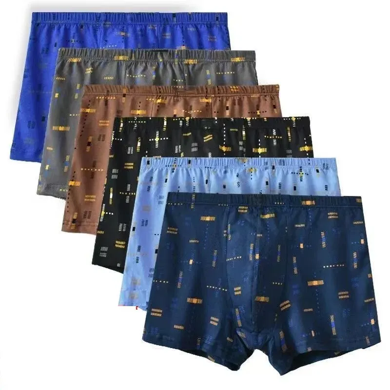 Men's Cotton Antibacterial Boxer Briefs - Breathable Printed Summer Thin Plus Size Short Boxer Shorts for Ultimate Comfort