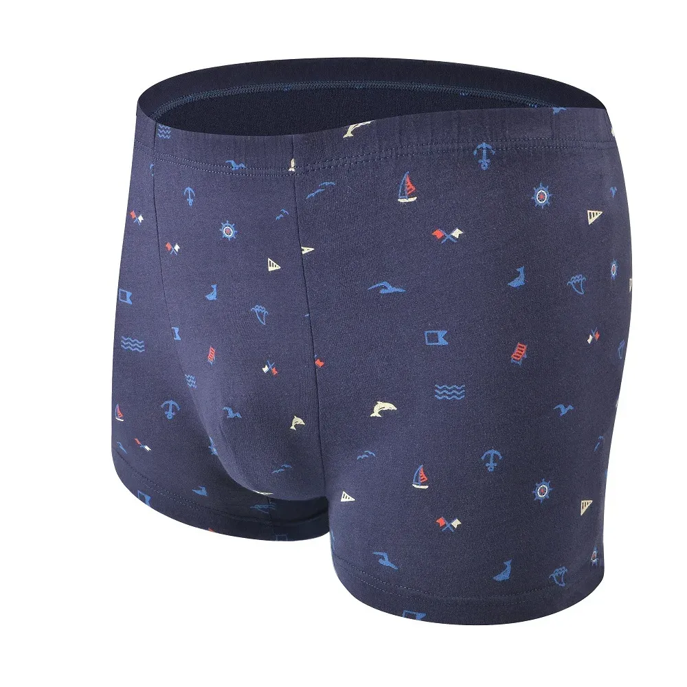 Men's Cotton Antibacterial Boxer Briefs - Breathable Printed Summer Thin Plus Size Short Boxer Shorts for Ultimate Comfort thumbnail 4