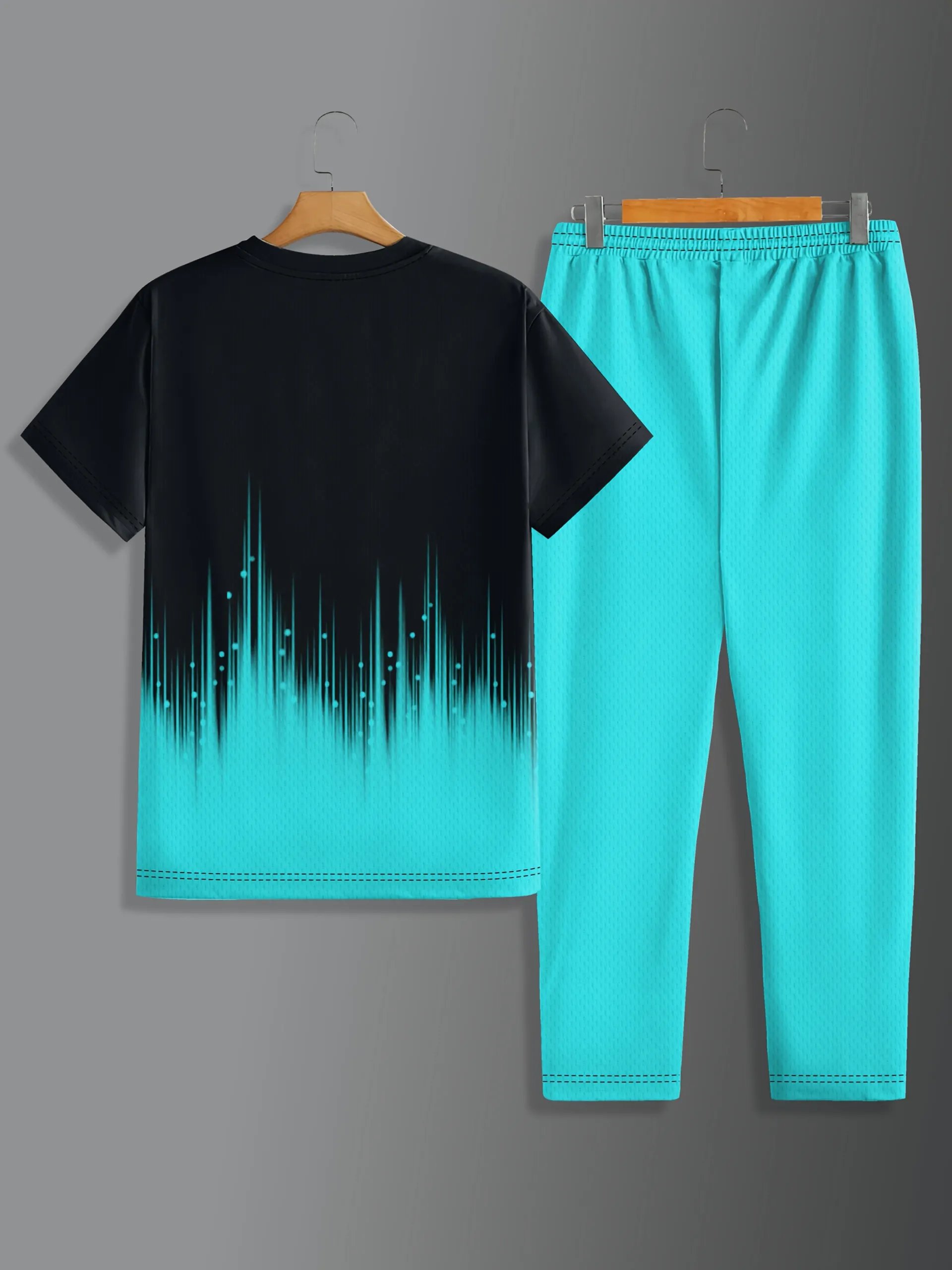 Men's Summer Two-Piece Set: Gradient Print T-Shirt & Comfortable Pants - Breathable Casual Outdoor Wear thumbnail 3