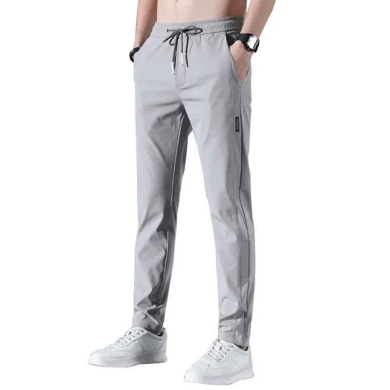 Men's Ice Silk Casual Pants Summer Thin Breathable Business Straight Leg Sweatpants Elastic Outdoor Trousers thumbnail 6