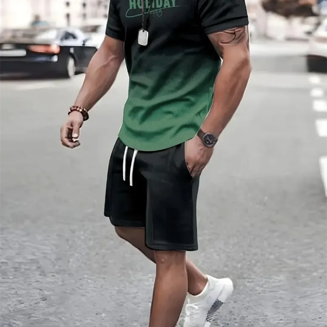 Men's Summer 2-Piece Outfit Set: 3D Printed Short Sleeve T-Shirt & Casual Shorts Tracksuit for Sportswear & Daily Wear showcase 10